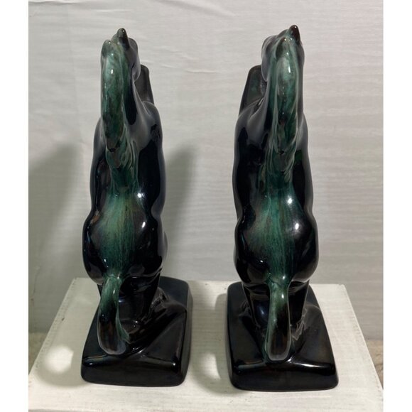 Vintage Blue Mountain Pottery Bookends Rearing Horse Figures MCM Canada 9" Tall - Picture 3 of 12